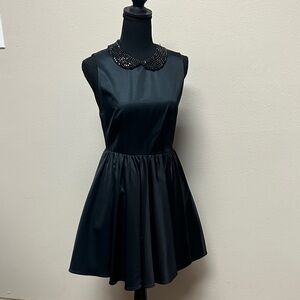 Alice + Olivia Black Beaded Peter Pan Collar Mini Dress